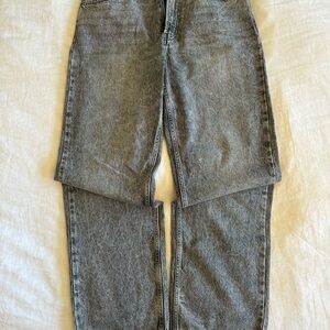Bershka Men's Charcoal Relaxed Jeans